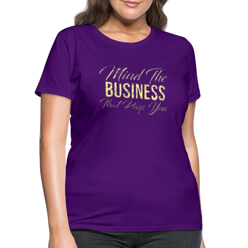 Women's Fruit of The Loom Business Print T Shirt - purple