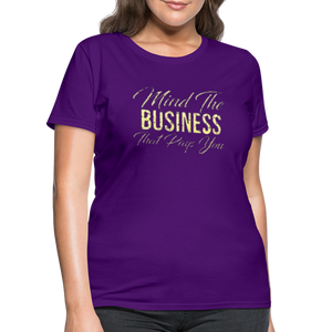 Women's Fruit of The Loom Business Print T Shirt - purple