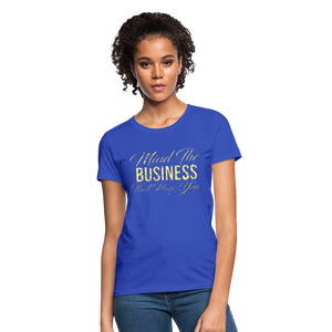 Women's Fruit of The Loom Business Print T Shirt - royal blue