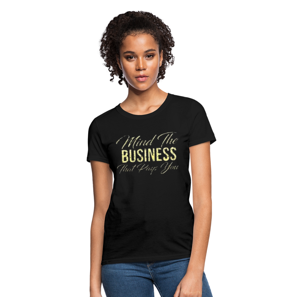 Women's Fruit of The Loom Business Print T Shirt - black