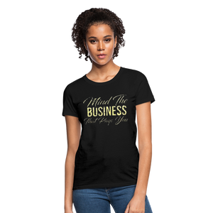 Women's Fruit of The Loom Business Print T Shirt - black