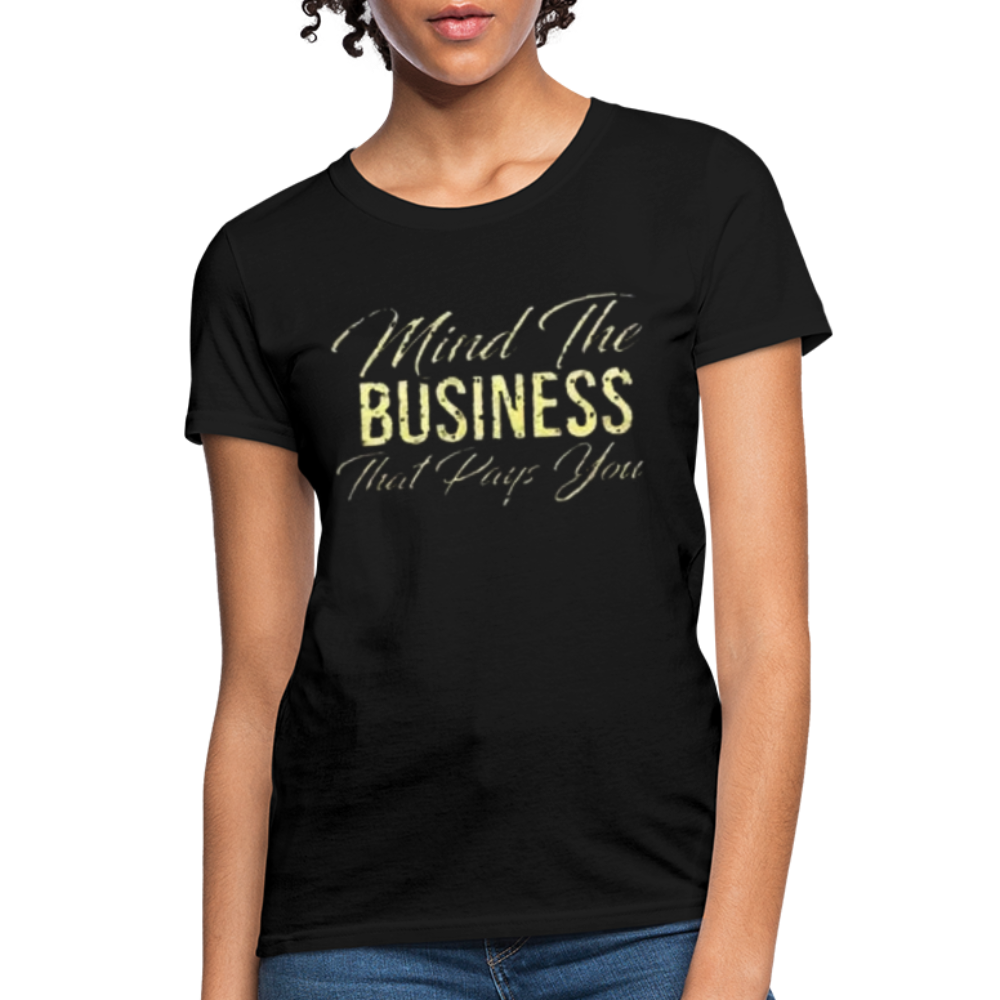 Women's Fruit of The Loom Business Print T Shirt - black