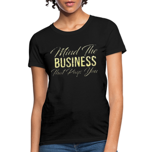 Women's Fruit of The Loom Business Print T Shirt - black