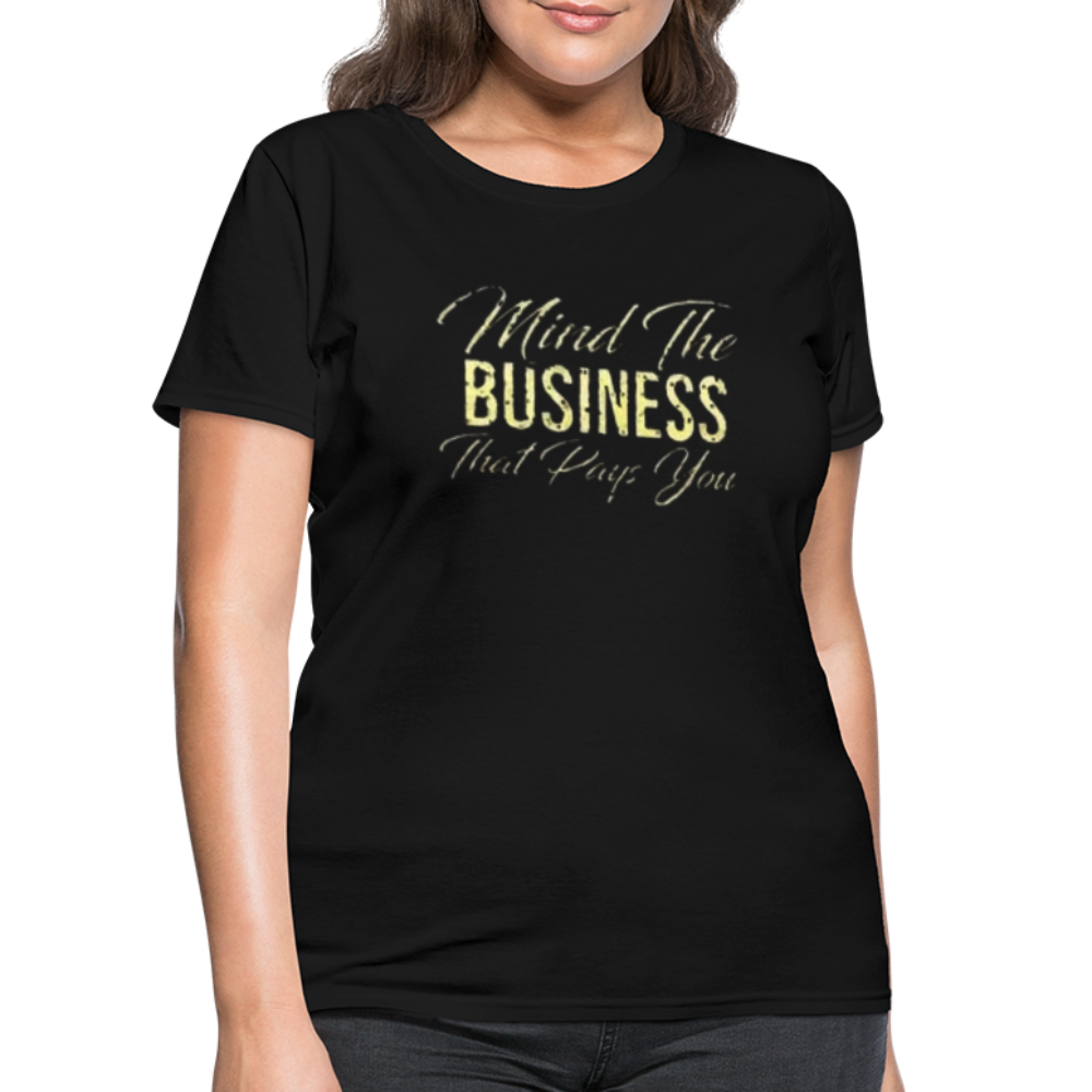 Women's Fruit of The Loom Business Print T Shirt - black