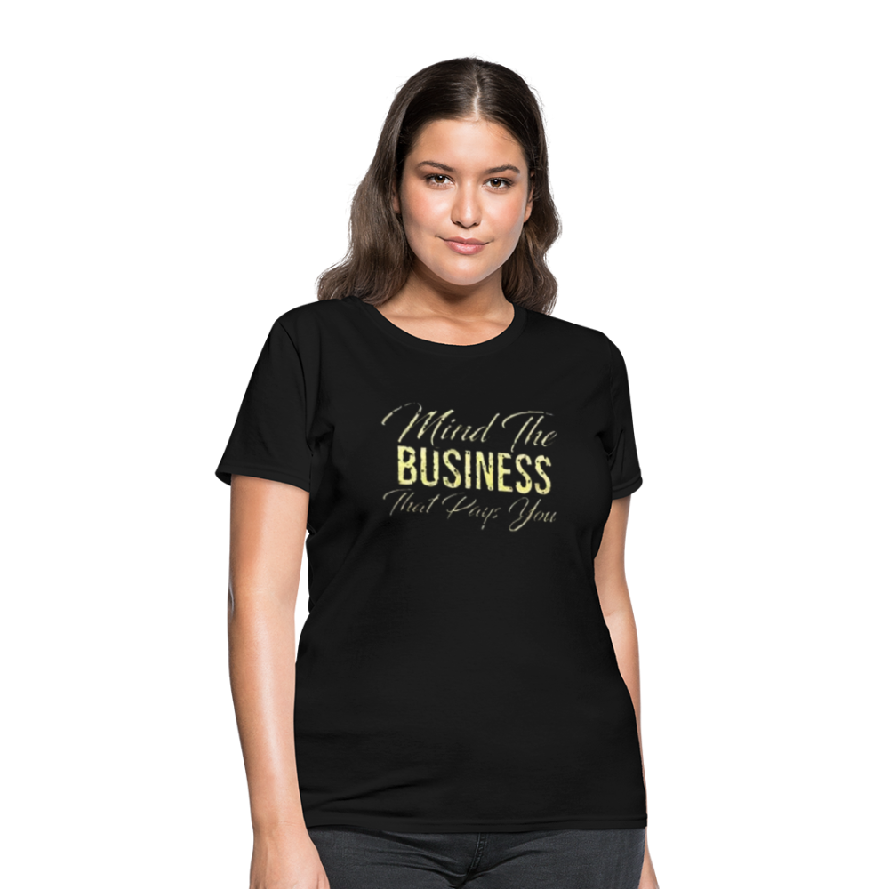 Women's Fruit of The Loom Business Print T Shirt - black