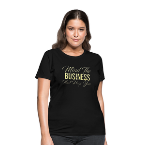 Women's Fruit of The Loom Business Print T Shirt - black