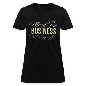 Women's Fruit of The Loom Business Print T Shirt - black