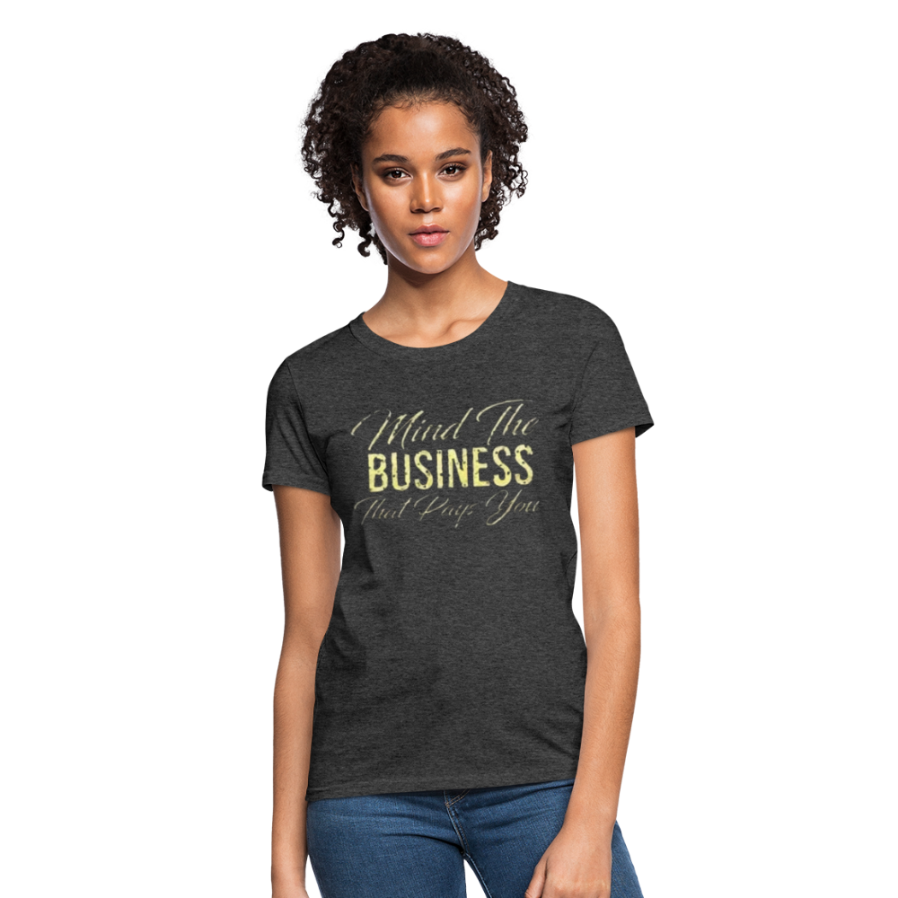 Women's Fruit of The Loom Business Print T Shirt - heather black