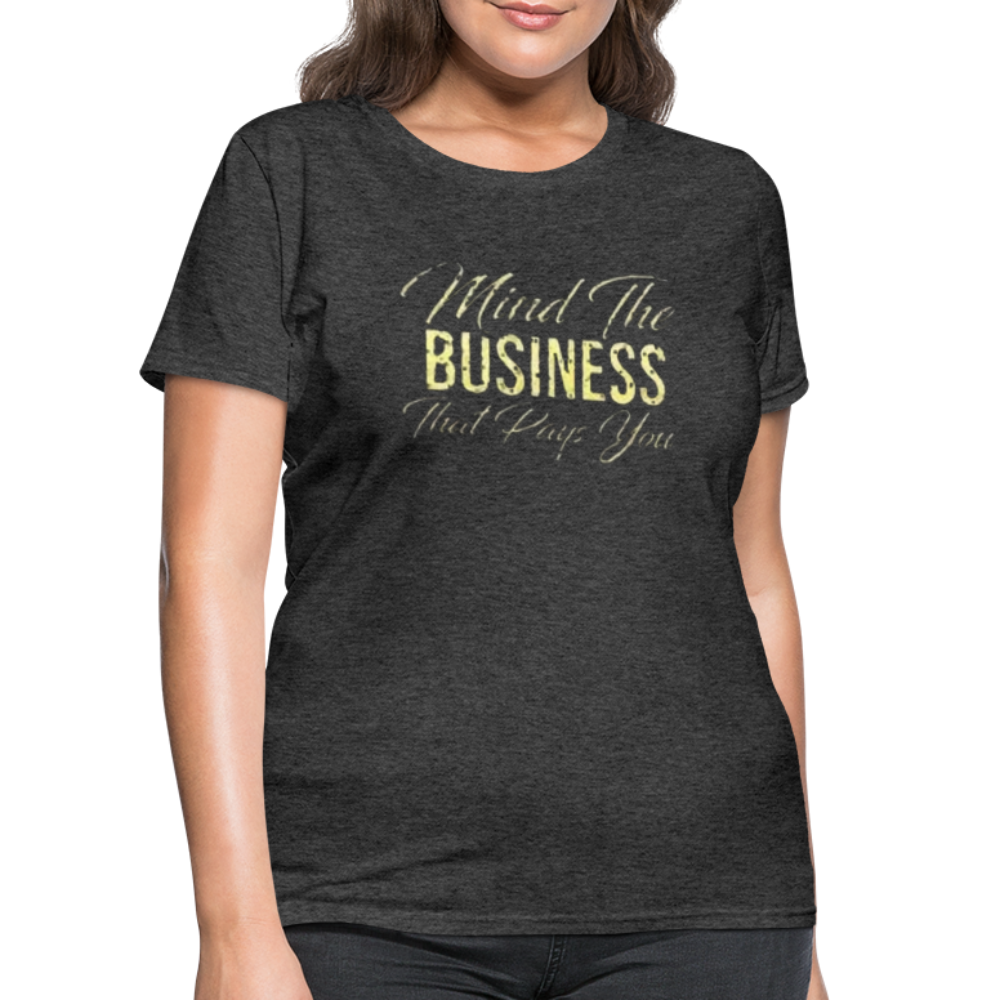 Women's Fruit of The Loom Business Print T Shirt - heather black