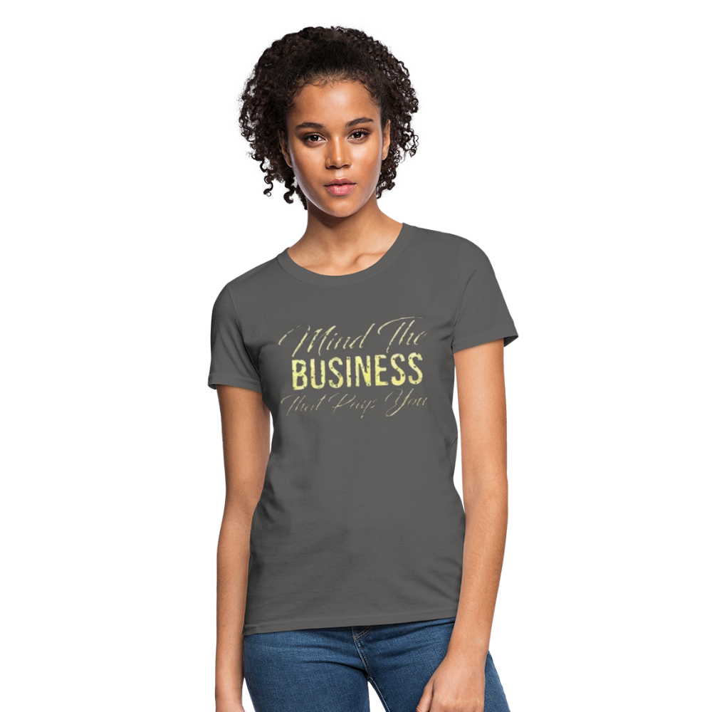 Women's Fruit of The Loom Business Print T Shirt - charcoal