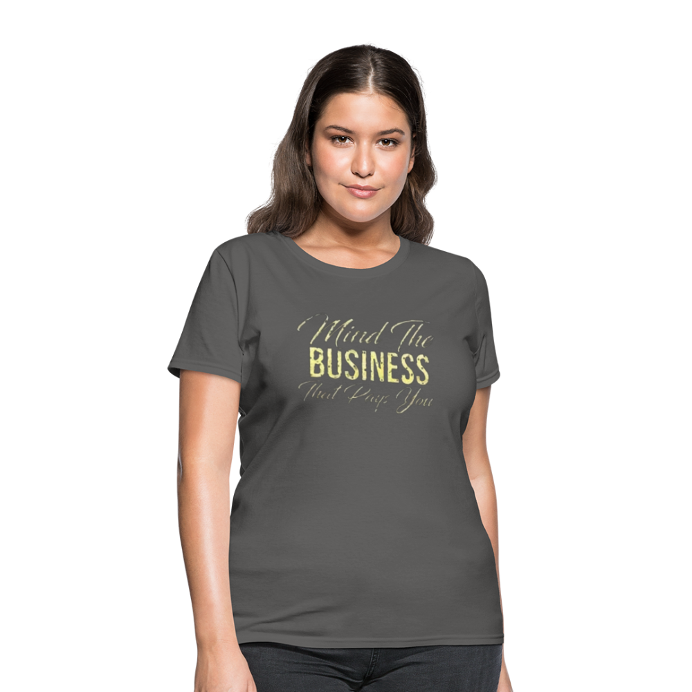 Women's Fruit of The Loom Business Print T Shirt - charcoal