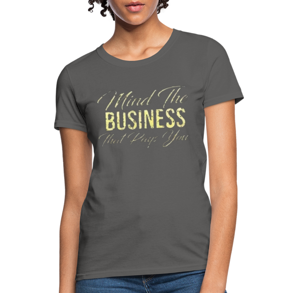 Women's Fruit of The Loom Business Print T Shirt - charcoal