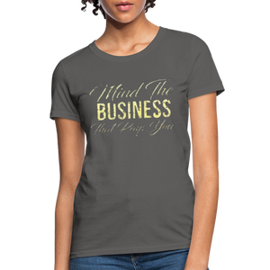 Women's Fruit of The Loom Business Print T Shirt - charcoal