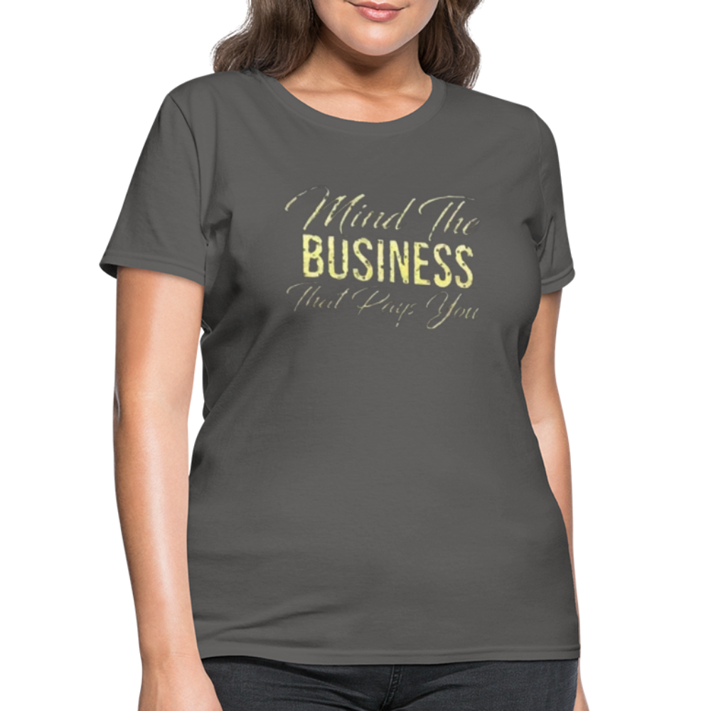 Women's Fruit of The Loom Business Print T Shirt - charcoal