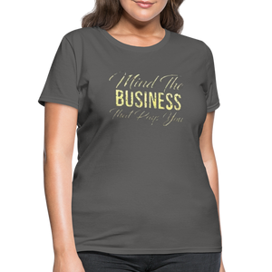 Women's Fruit of The Loom Business Print T Shirt - charcoal