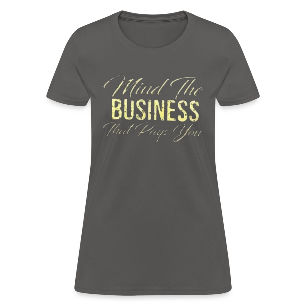 Women's Fruit of The Loom Business Print T Shirt - charcoal