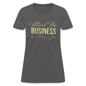 Women's Fruit of The Loom Business Print T Shirt - charcoal