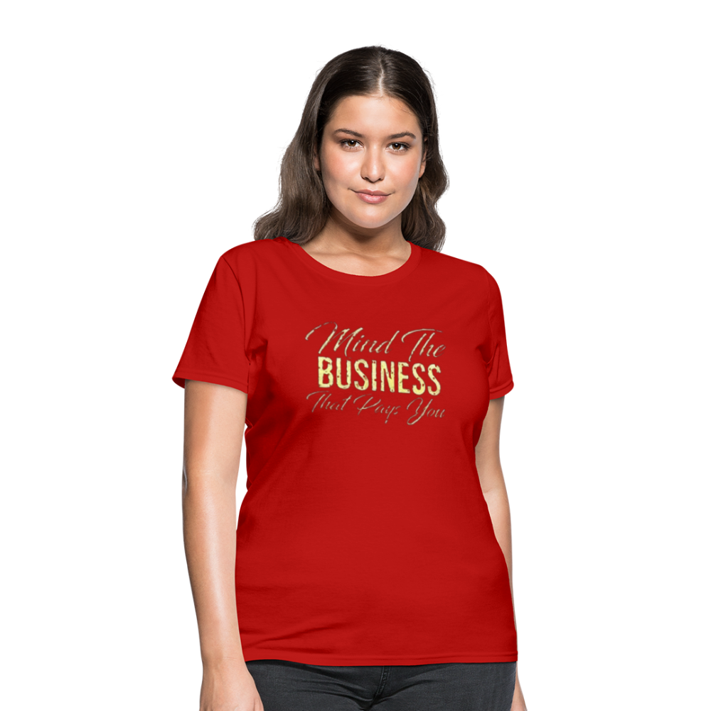 Women's Fruit of The Loom Business Print T Shirt - red