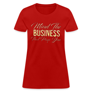 Women's Fruit of The Loom Business Print T Shirt - red