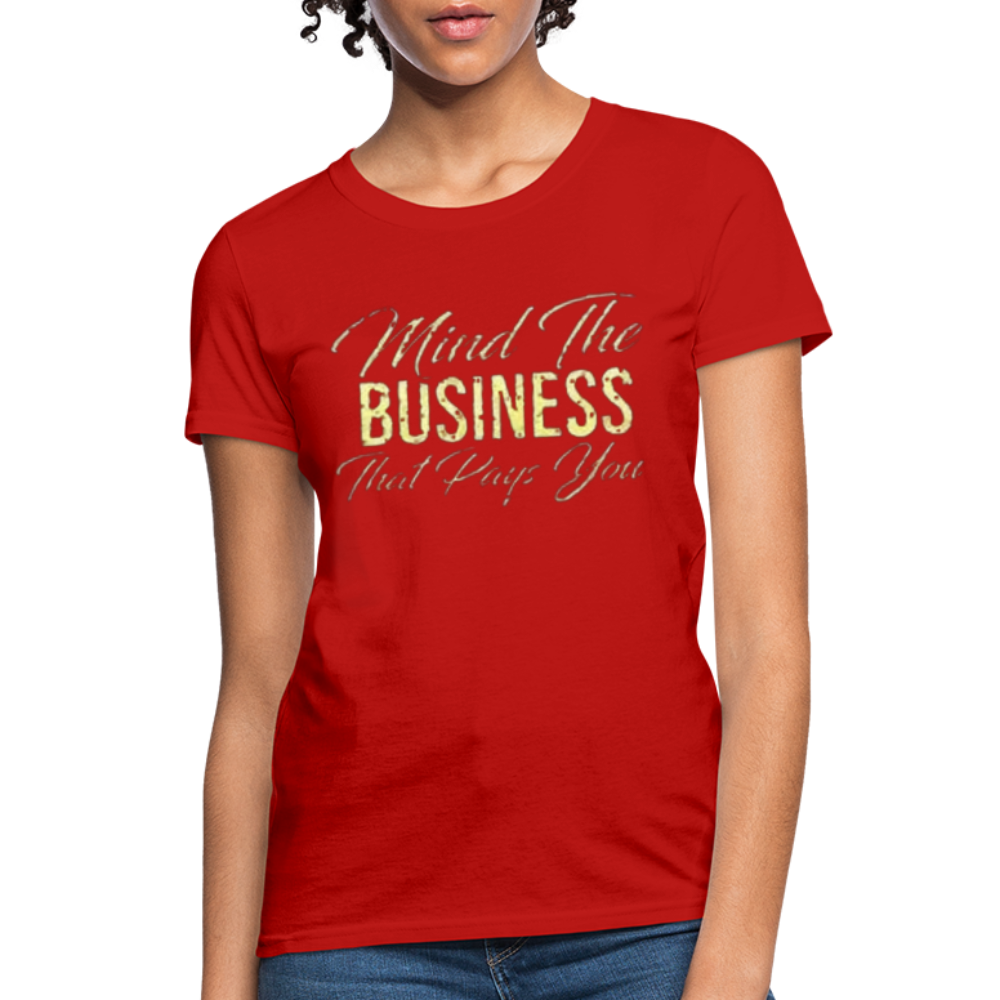 Women's Fruit of The Loom Business Print T Shirt - red