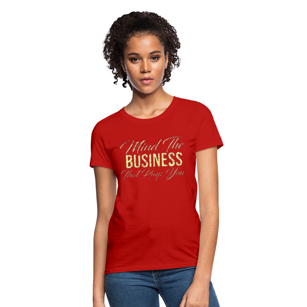 Women's Fruit of The Loom Business Print T Shirt - red