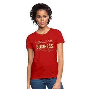 Women's Fruit of The Loom Business Print T Shirt - red