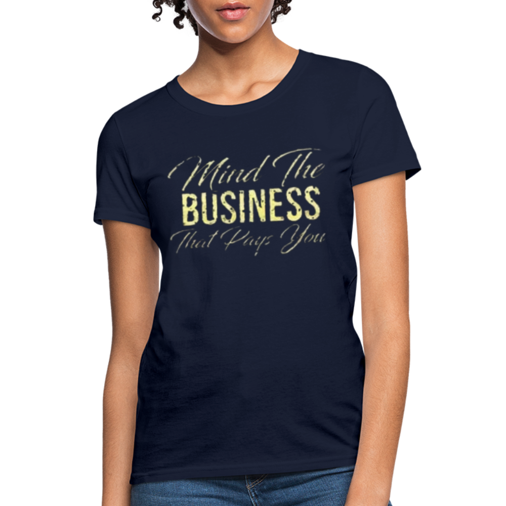 Women's Fruit of The Loom Business Print T Shirt - navy