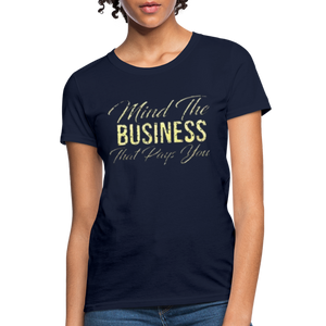 Women's Fruit of The Loom Business Print T Shirt - navy