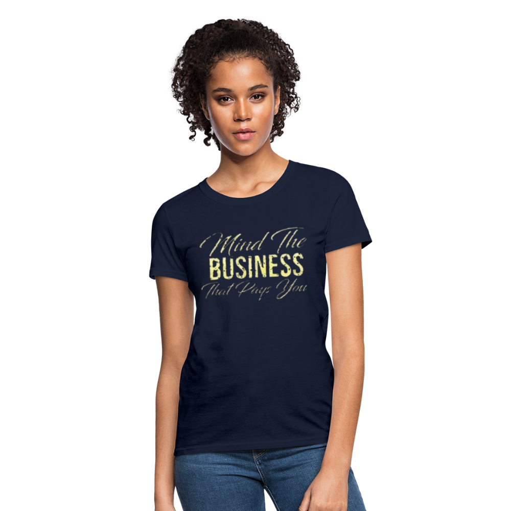 Women's Fruit of The Loom Business Print T Shirt - navy