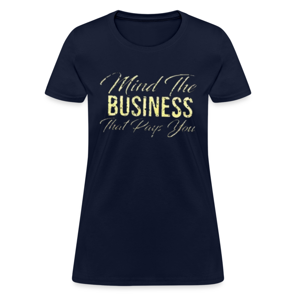 Women's Fruit of The Loom Business Print T Shirt - navy