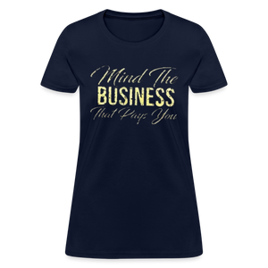 Women's Fruit of The Loom Business Print T Shirt - navy