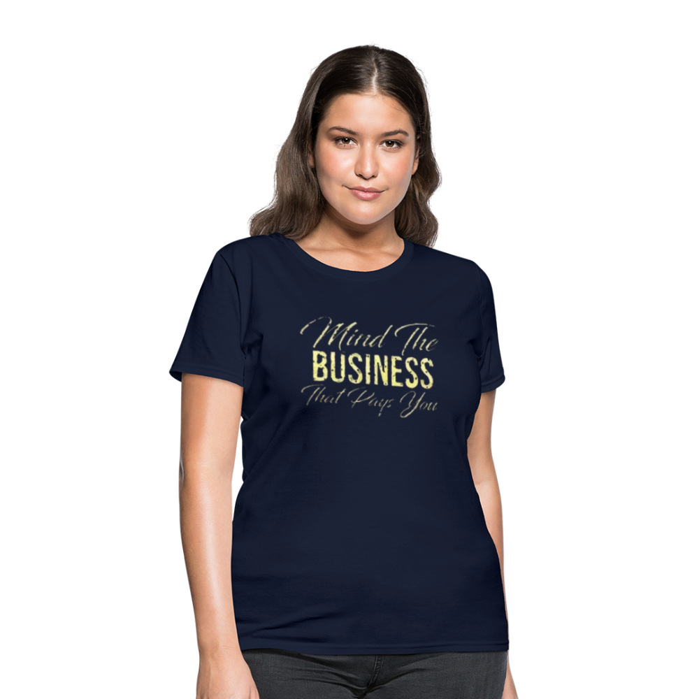 Women's Fruit of The Loom Business Print T Shirt - navy