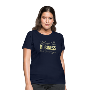 Women's Fruit of The Loom Business Print T Shirt - navy