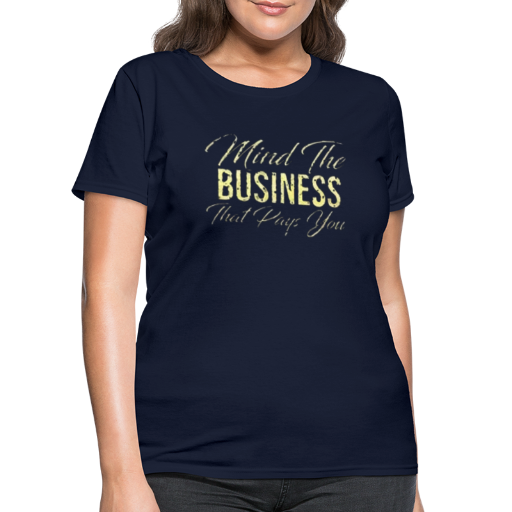 Women's Fruit of The Loom Business Print T Shirt - navy