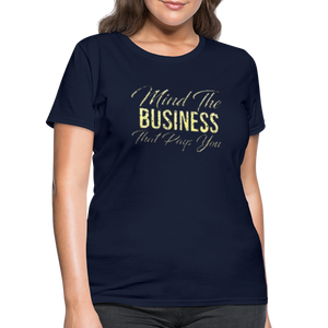 Women's Fruit of The Loom Business Print T Shirt - navy