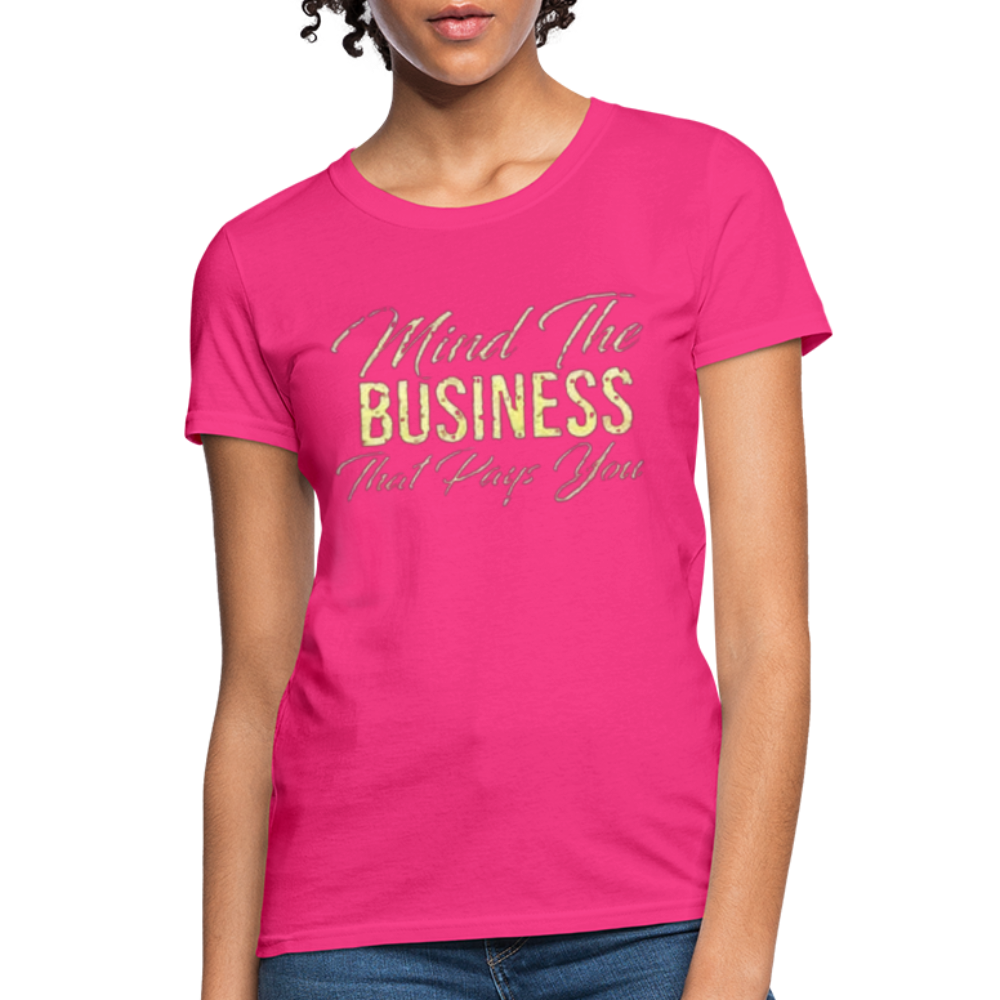 Women's Fruit of The Loom Business Print T Shirt - fuchsia