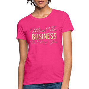 Women's Fruit of The Loom Business Print T Shirt - fuchsia