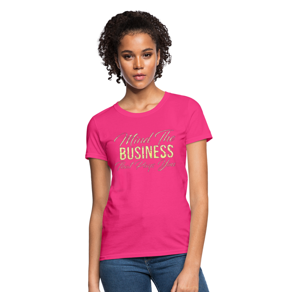 Women's Fruit of The Loom Business Print T Shirt - fuchsia