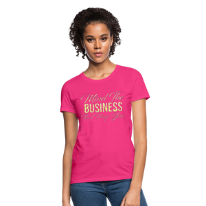 Women's Fruit of The Loom Business Print T Shirt - fuchsia