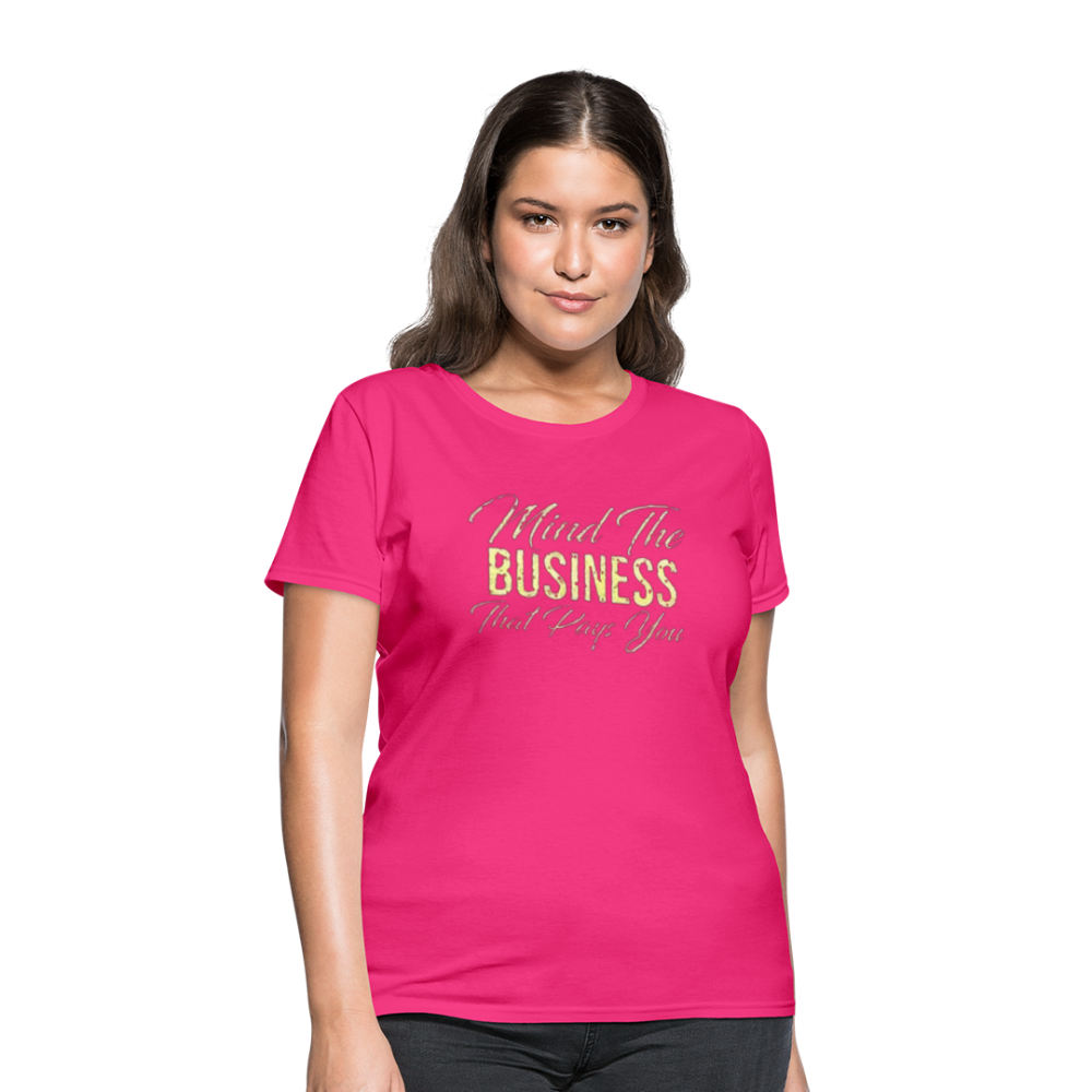 Women's Fruit of The Loom Business Print T Shirt - fuchsia