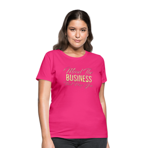 Women's Fruit of The Loom Business Print T Shirt - fuchsia