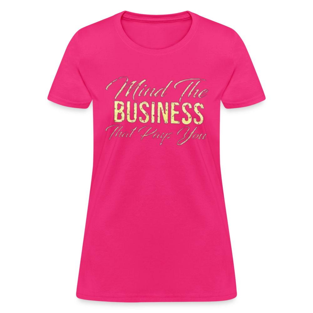 Women's Fruit of The Loom Business Print T Shirt - fuchsia