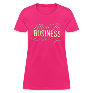 Women's Fruit of The Loom Business Print T Shirt - fuchsia