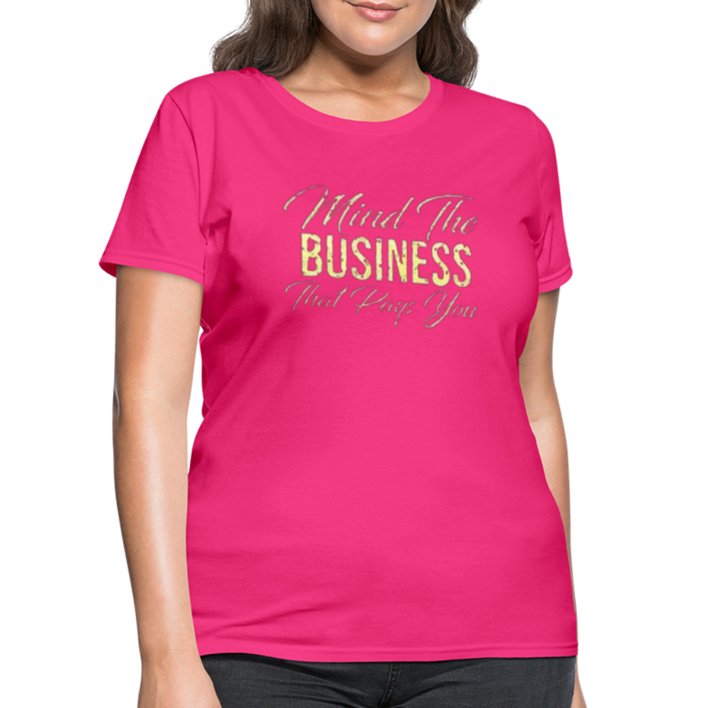 Women's Fruit of The Loom Business Print T Shirt - fuchsia