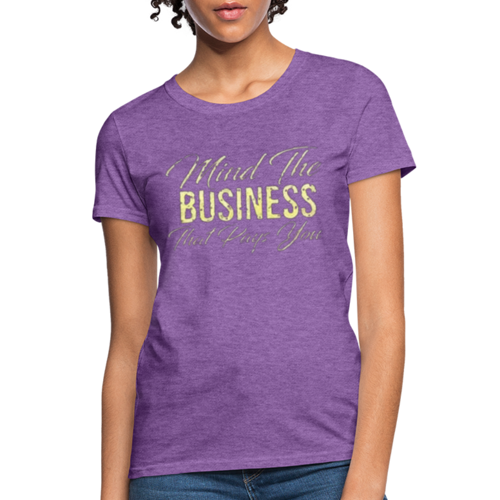 Women's Fruit of The Loom Business Print T Shirt - purple heather