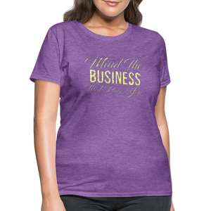 Women's Fruit of The Loom Business Print T Shirt - purple heather