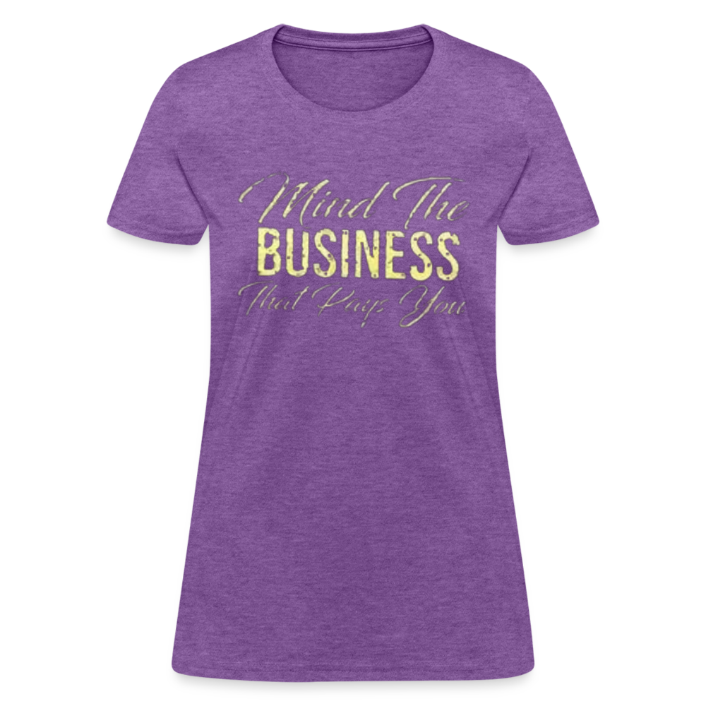 Women's Fruit of The Loom Business Print T Shirt - purple heather