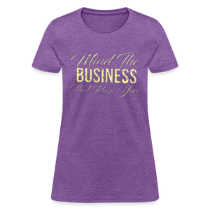 Women's Fruit of The Loom Business Print T Shirt - purple heather