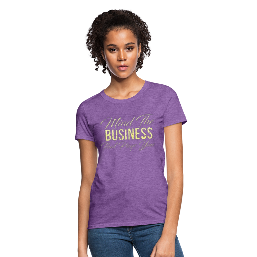 Women's Fruit of The Loom Business Print T Shirt - purple heather