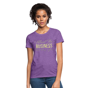 Women's Fruit of The Loom Business Print T Shirt - purple heather